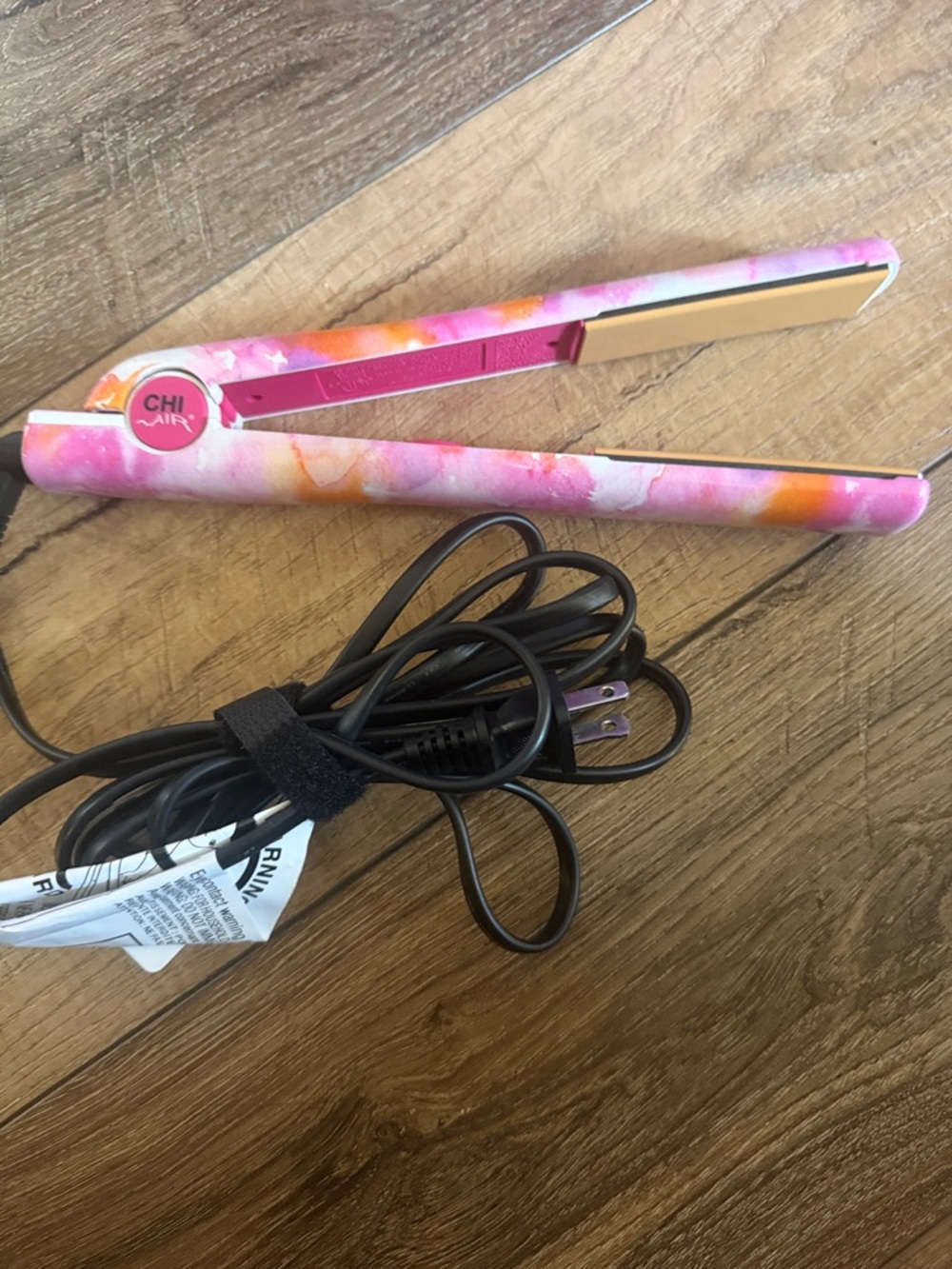 CHI Air Pink Watercolor Mini Flat Iron - Compact Travel Straightener